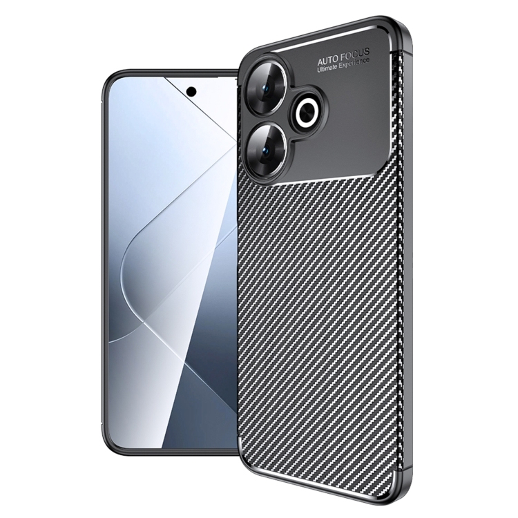 Xiaomi Redmi 13 4G Carbon Fiber Texture Shockproof TPU Phone Husa (Black)