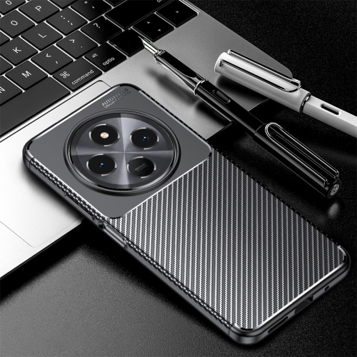 Redmi 14C 4G Carbon Fiber Texture Shockproof TPU Phone Husa (Black)