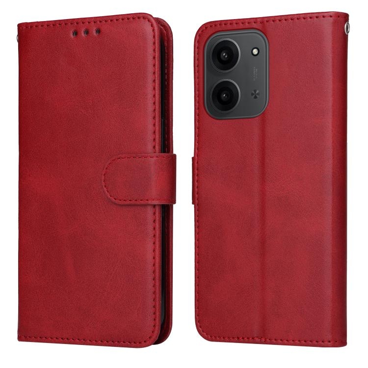 Redmi 15C 4G 171.5mm / Xiaomi Poco C85 4G Classic Calf Texture Carte Piele Phone Husa (Red)