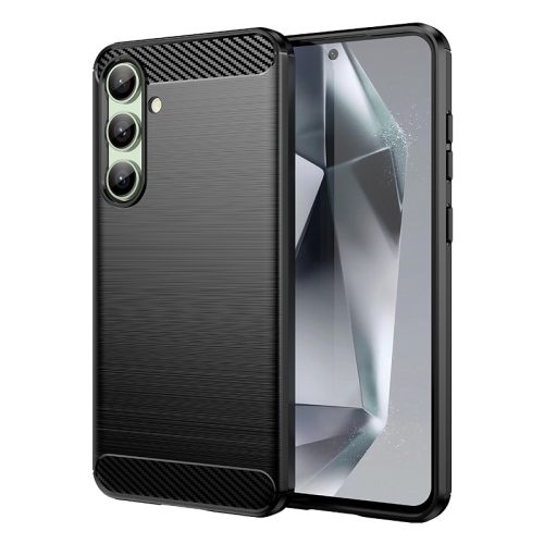 Samsung Galaxy S24 FE 5G Carbon Fiber Brushed Texture TPU Phone Husa (Black)