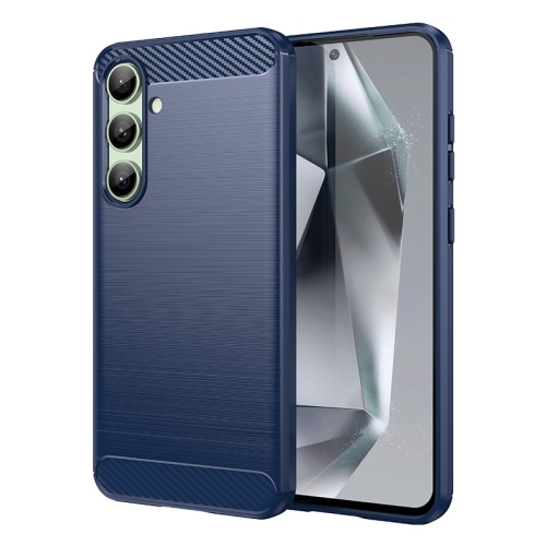 Samsung Galaxy S24 FE 5G Carbon Fiber Brushed Texture TPU Phone Husa (Blue)