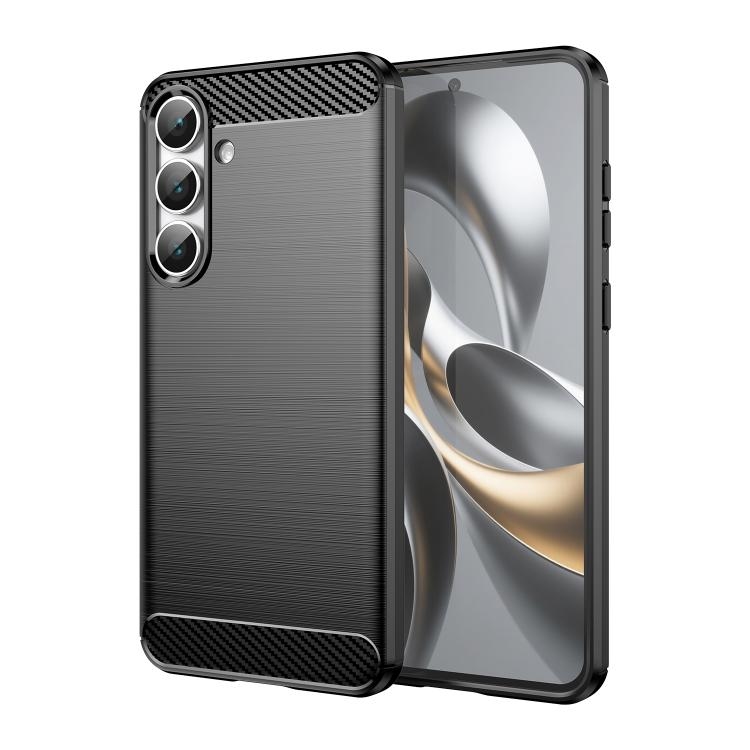 Samsung S25 FE 5G Carbon Fiber Brushed Texture TPU Phone Husa (Black)
