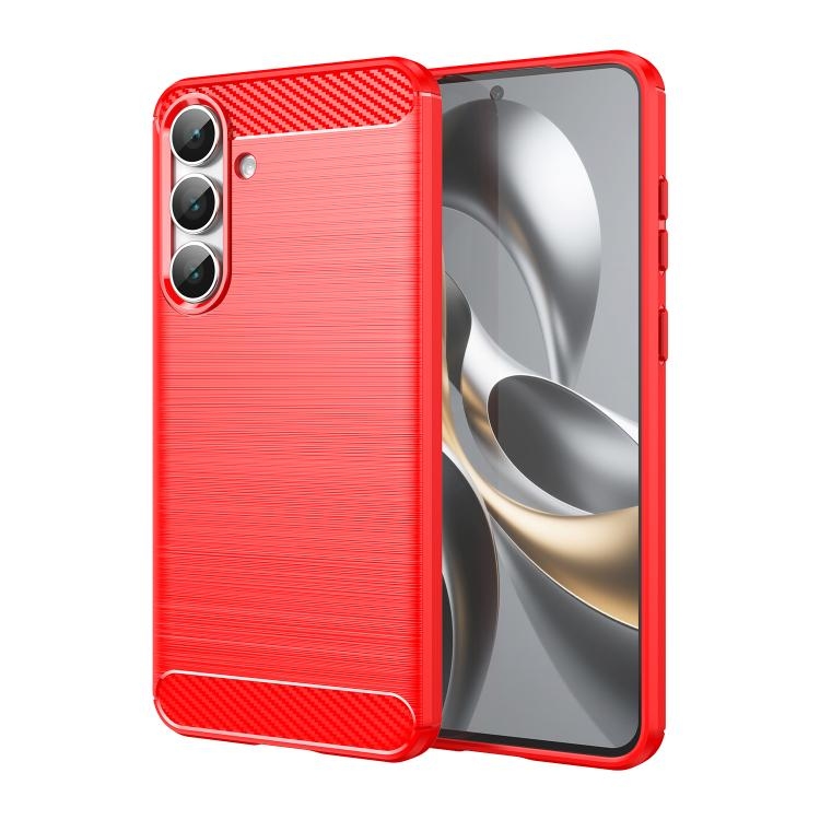 Samsung S25 FE 5G Carbon Fiber Brushed Texture TPU Phone Husa(Red)