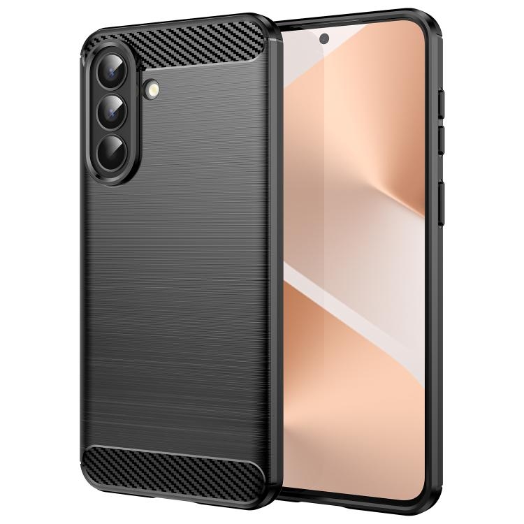 Samsung A57 5G Carbon Fiber Brushed Texture TPU Phone Husa(Black)