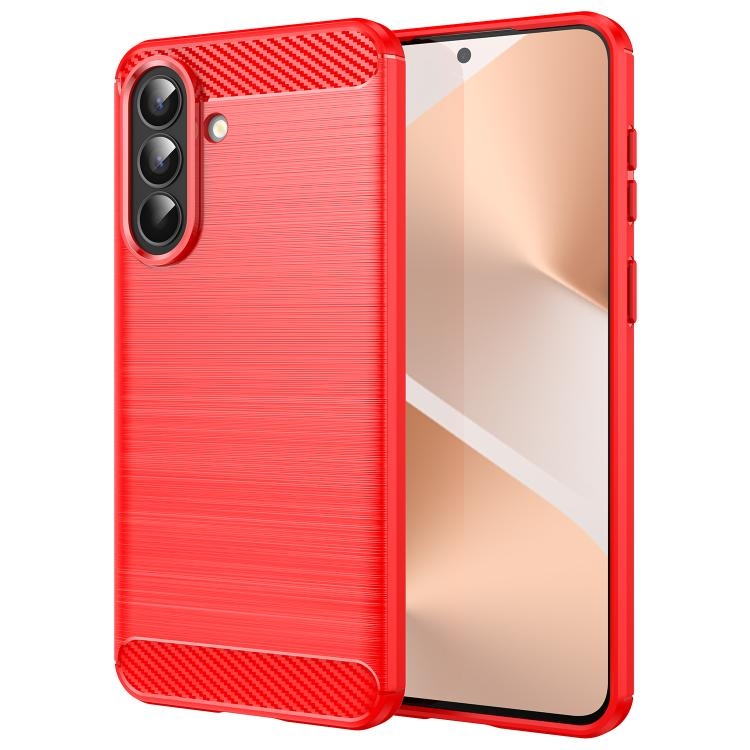 Samsung A57 5G Carbon Fiber Brushed Texture TPU Phone Husa(Red)