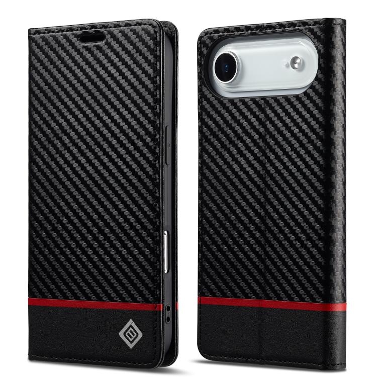 iPhone 17 Air LC.IMEEKE Carbon Fiber Piele Phone Husa ( Black)
