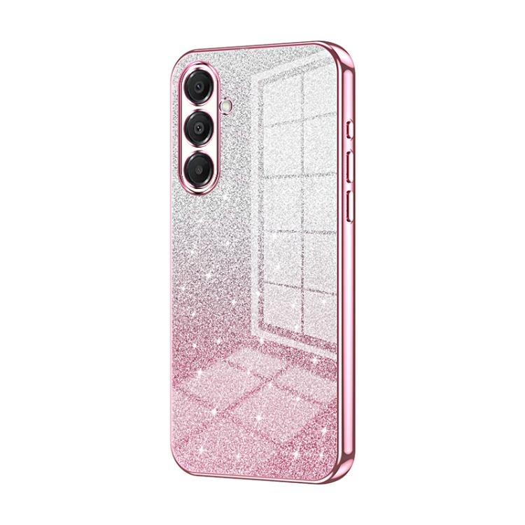 Samsung A17 Gradient Glitter Powder Electroplated Phone Husa (Pink)