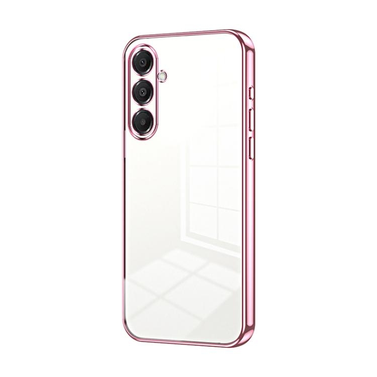 Samsung A17 Transparent Plating Fine Hole Phone Husa (Pink)