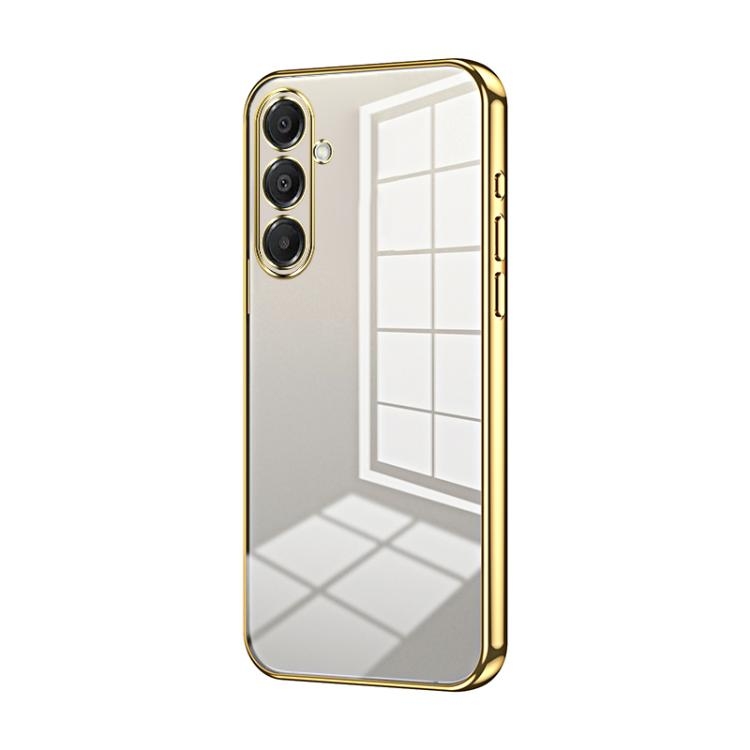 Samsung A17 Transparent Plating Fine Hole Phone Husa (Gold)