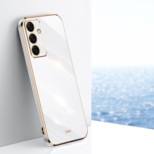 Samsung Galaxy S24 FE 5G XINLI Straight 6D Plating Gold Edge TPU Phone Husa (White)