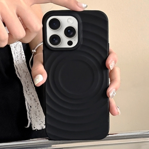 iPhone 16 Pro Frosted Wave Texture MagSafe Magnetic TPU Phone Husa (Black)