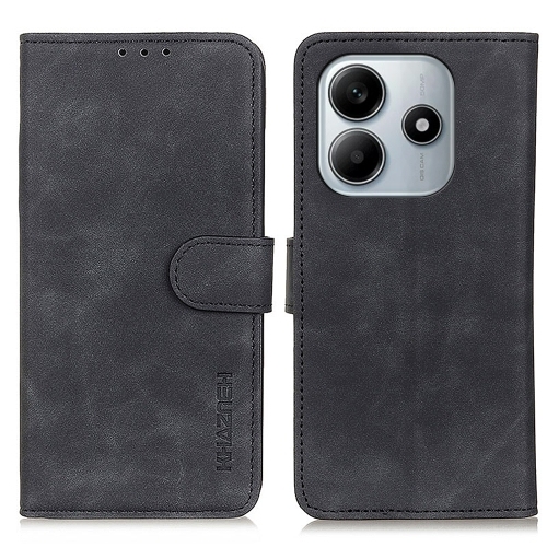 Redmi Note 14 4G KHAZNEH Retro Texture Carte Piele Phone Husa (Black)