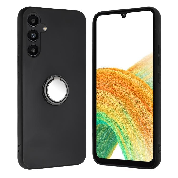 Samsung A17 5G Matte Ring Holder TPU Phone Husa (Black)