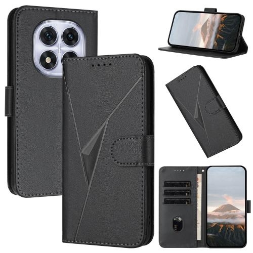Xiaomi Redmi Note 14 Pro 4G Triangle Pattern Buckle Clasp Piele Husa (Black)