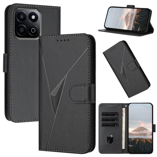 Honor 200 Smart 5G Global Triangle Pattern Buckle Clasp Piele Phone Husa (Black)
