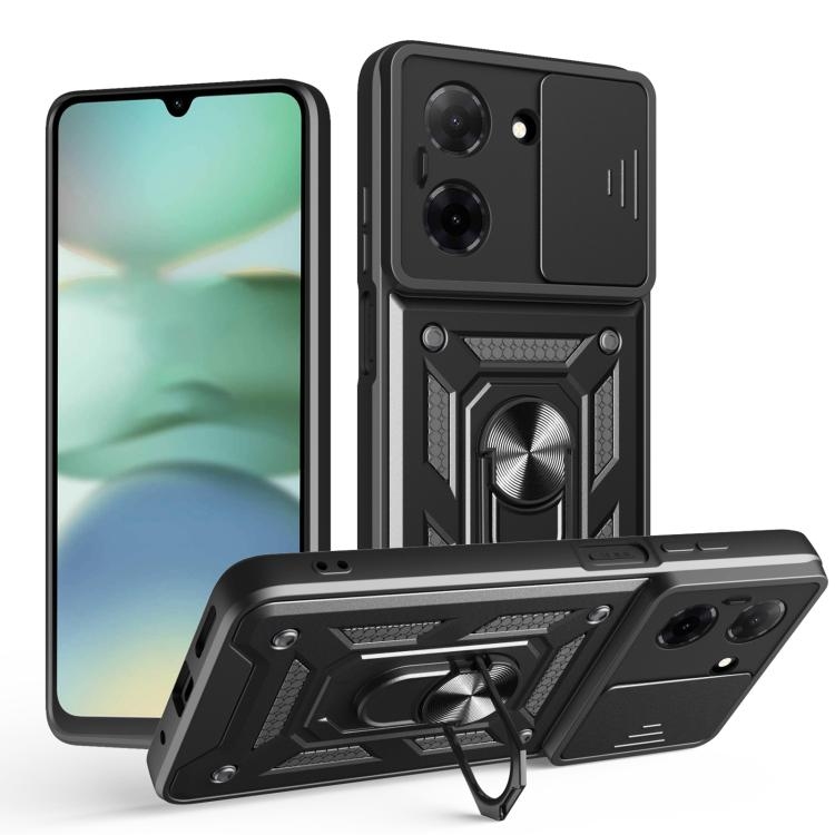 Redmi A5 4G 173.3mm Sliding Camera Cover Design TPU+PC Phone Husa (Black)