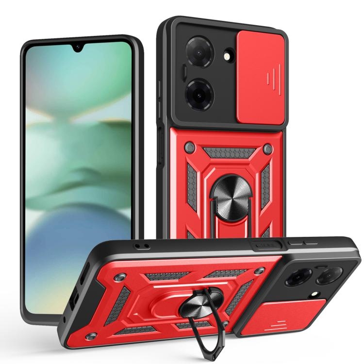 Redmi A5 4G 173.3mm Sliding Camera Cover Design TPU+PC Phone Husa (Red)