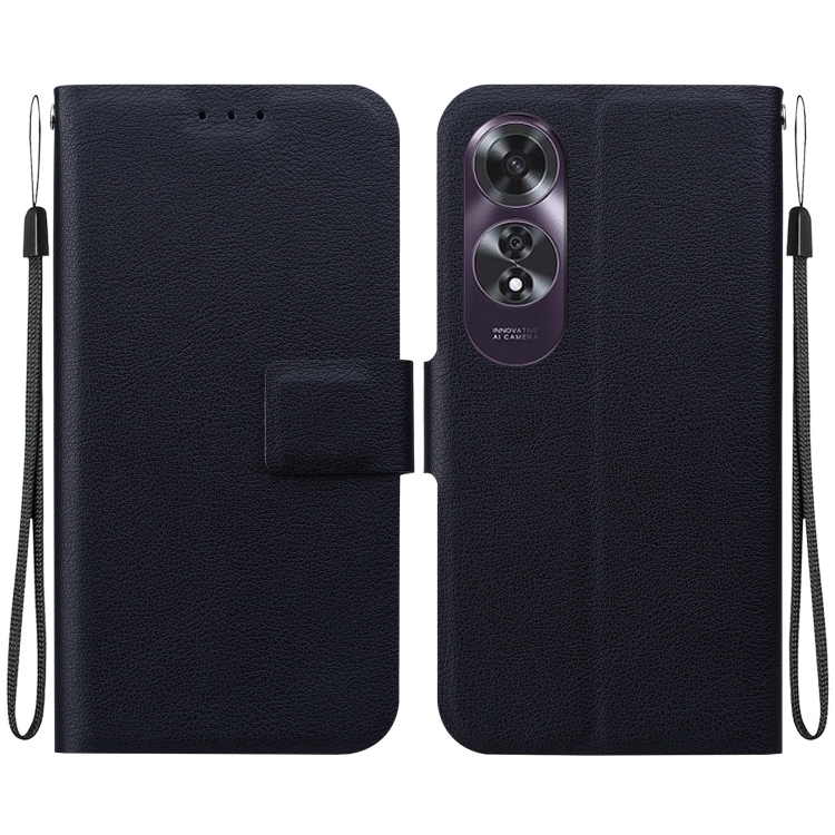OPPO A60 4G Ultra-thin Voltage Magnetic Buckle Piele Phone Husa (Black)