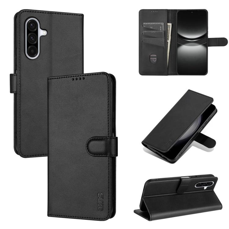 Samsung A17 4G / 5G AZNS Skin Feel Calf Texture Carte Piele Phone Husa (Black)
