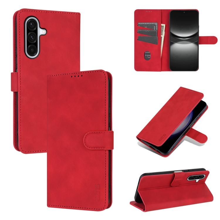 Samsung A17 4G / 5G AZNS Skin Feel Calf Texture Carte Piele Phone Husa (Red)