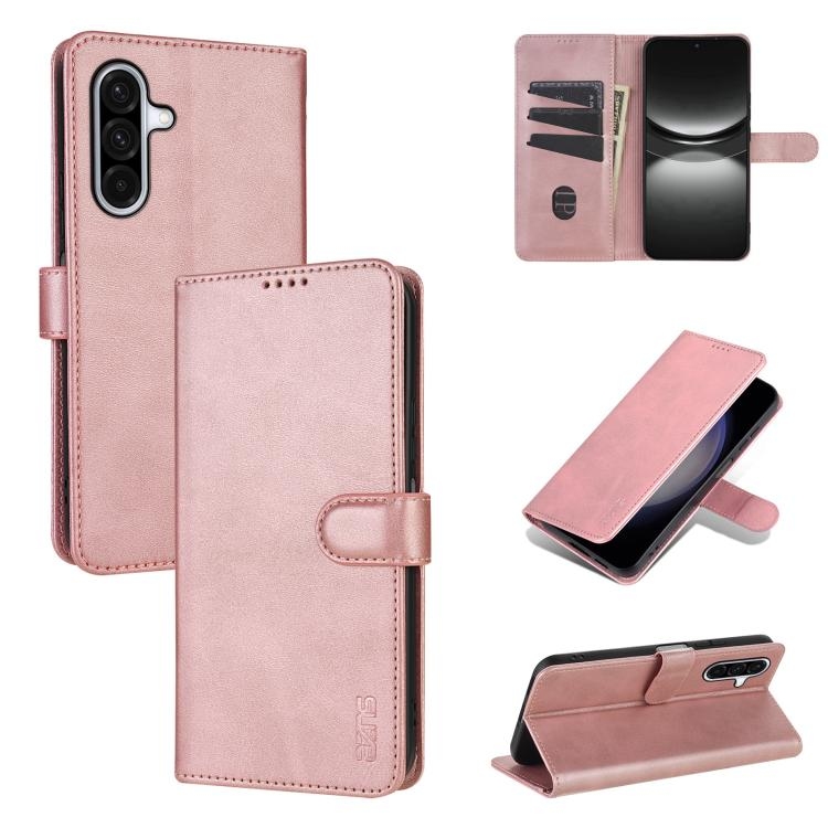 Samsung A17 4G / 5G AZNS Skin Feel Calf Texture Carte Piele Phone Husa (Rose Gold)
