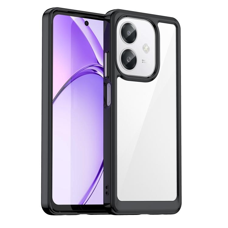 OPPO A3 4G / A40 / A40m / A60 Colorful Series Acrylic Hybrid TPU Phone Husa (Black)