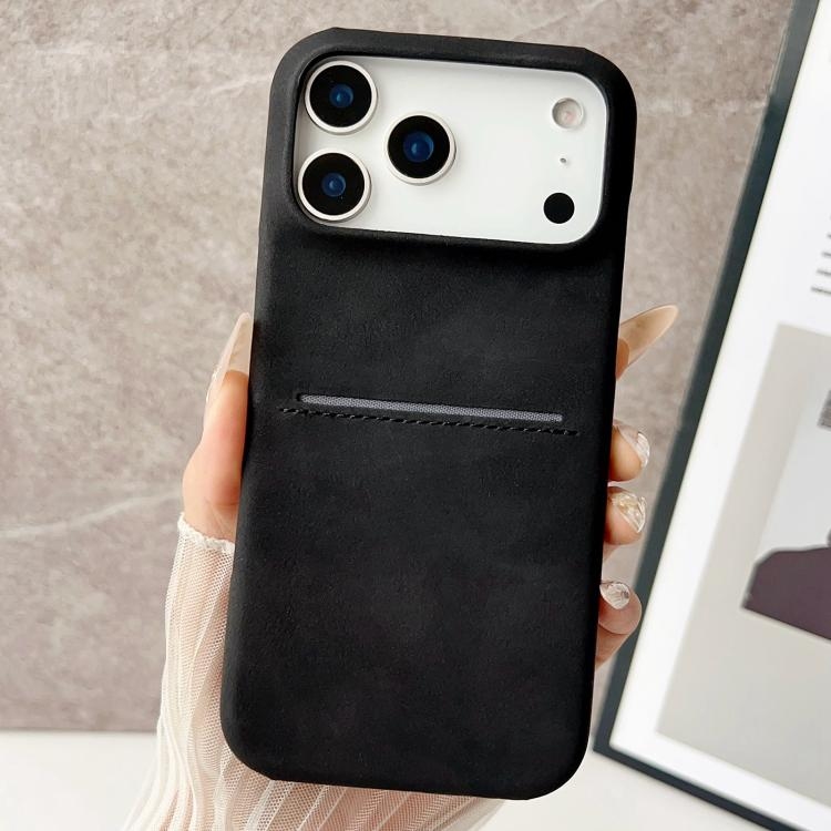 iPhone 17 Pro Skin Feel Sheepskin Card Slot Phone Husa (Black)