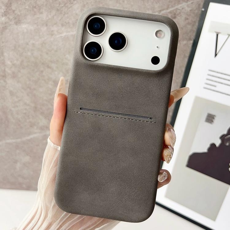 iPhone 17 Pro Skin Feel Sheepskin Card Slot Phone Husa (Grey)