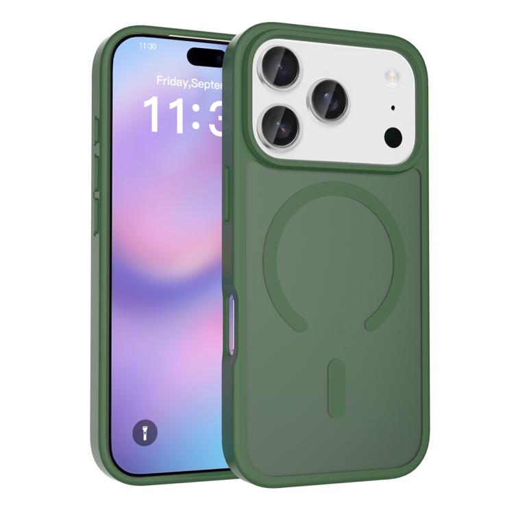iPhone 17 Pro Skin Feel TPU Hybrid PC MagSafe Phone Husa (Dark Green)