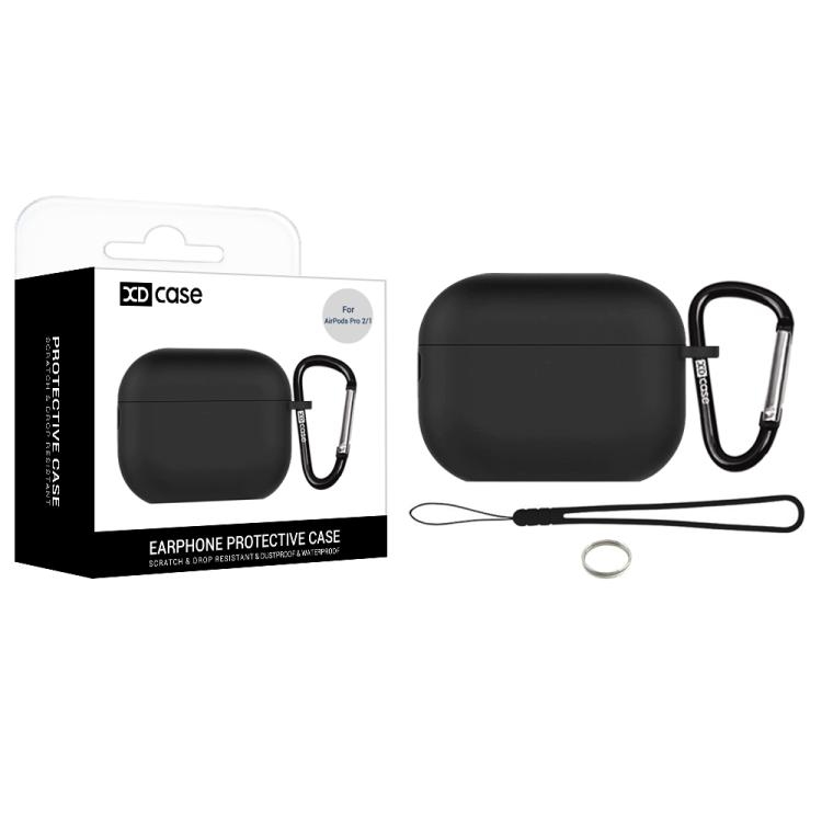 AirPods Pro 2 / 1 XDcase 2.5mm Thick Silicone Earbud Protective Husa with Hook(Black)