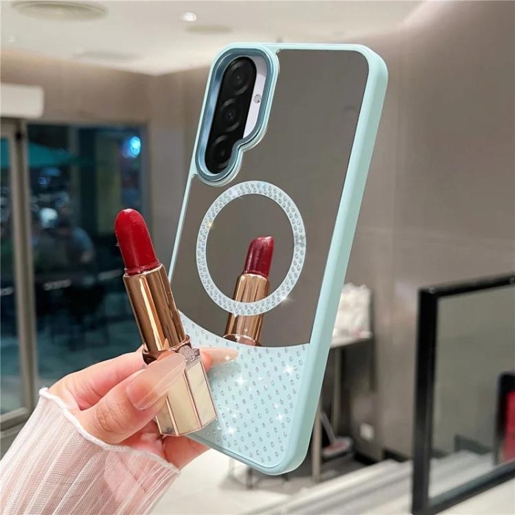Samsung Galaxy A36 5G / A56 5G Crystal Mirror Surface Rhinestone Magnetic Phone Husa(Blue)
