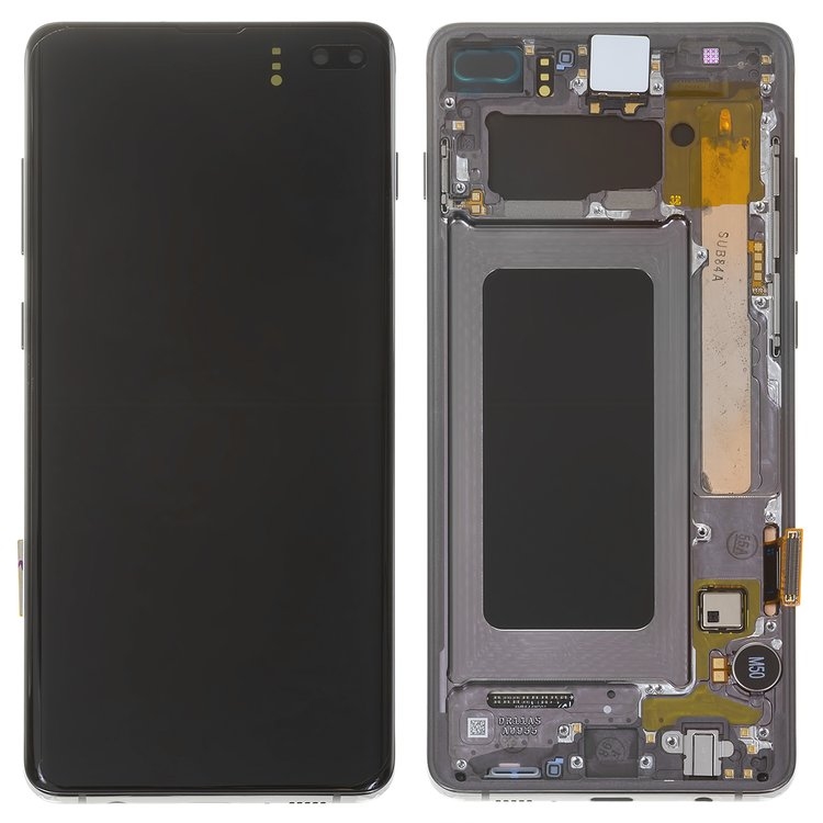 LCD SAMSUNG S10 PLUS / G975 BLACK WITH FRAME BLACK ORIGINAL (SERVICE PACK)