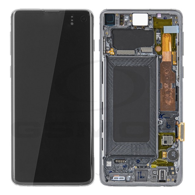 LCD SAMSUNG S10 PLUS / G975 SILVER/WHITE WITH FRAME ORIGINAL (SERVICE PACK)