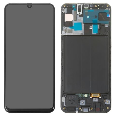 LCD SAMSUNG A50 / A505 BLACK WITH FRAME ORIGINAL (SERVICE PACK)