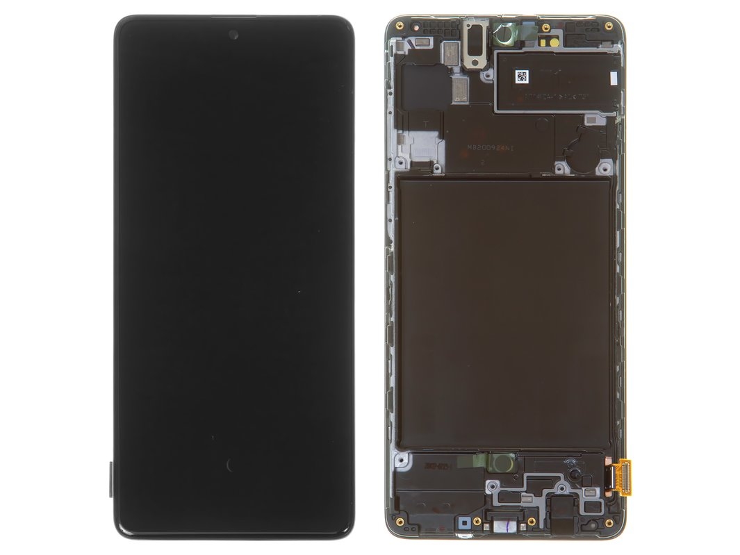 LCD SAMSUNG A71 / A715 BLACK WITH FRAME ORIGINAL (SERVICE PACK)