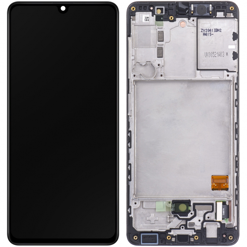 LCD SAMSUNG A41 / A415 BLACK WITH FRAME ORIGINAL (SERVICE PACK)