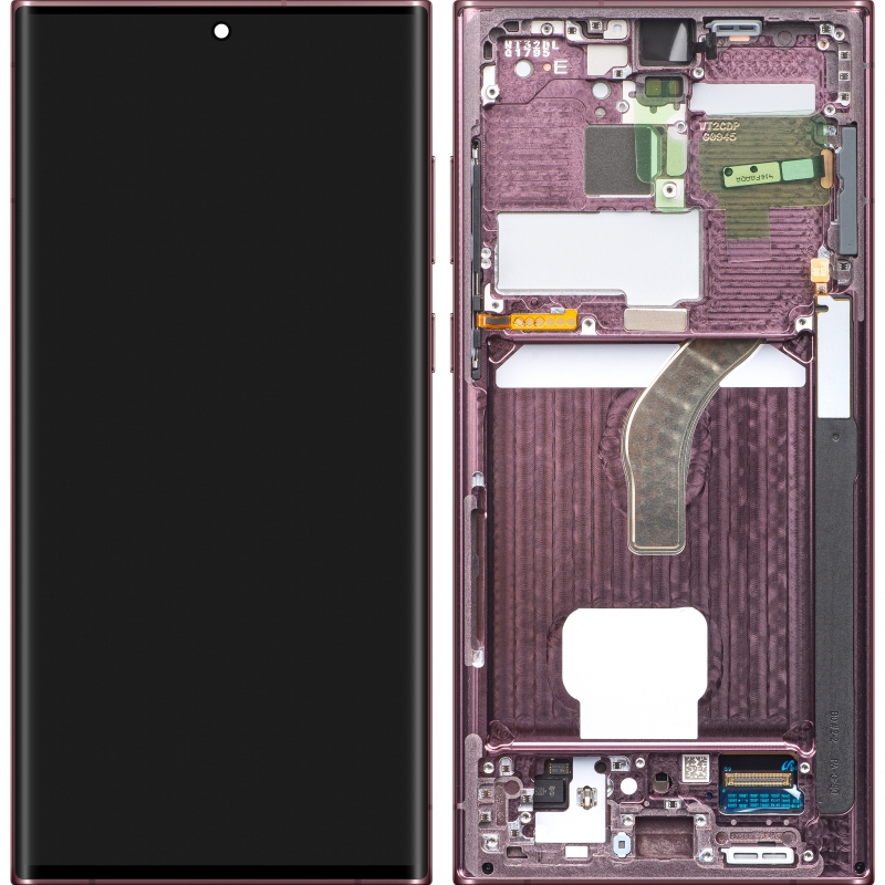 LCD SAMSUNG S22 ULTRA / S908 BURGUNDY WITH FRAME ORIGINAL (SERVICE PACK)