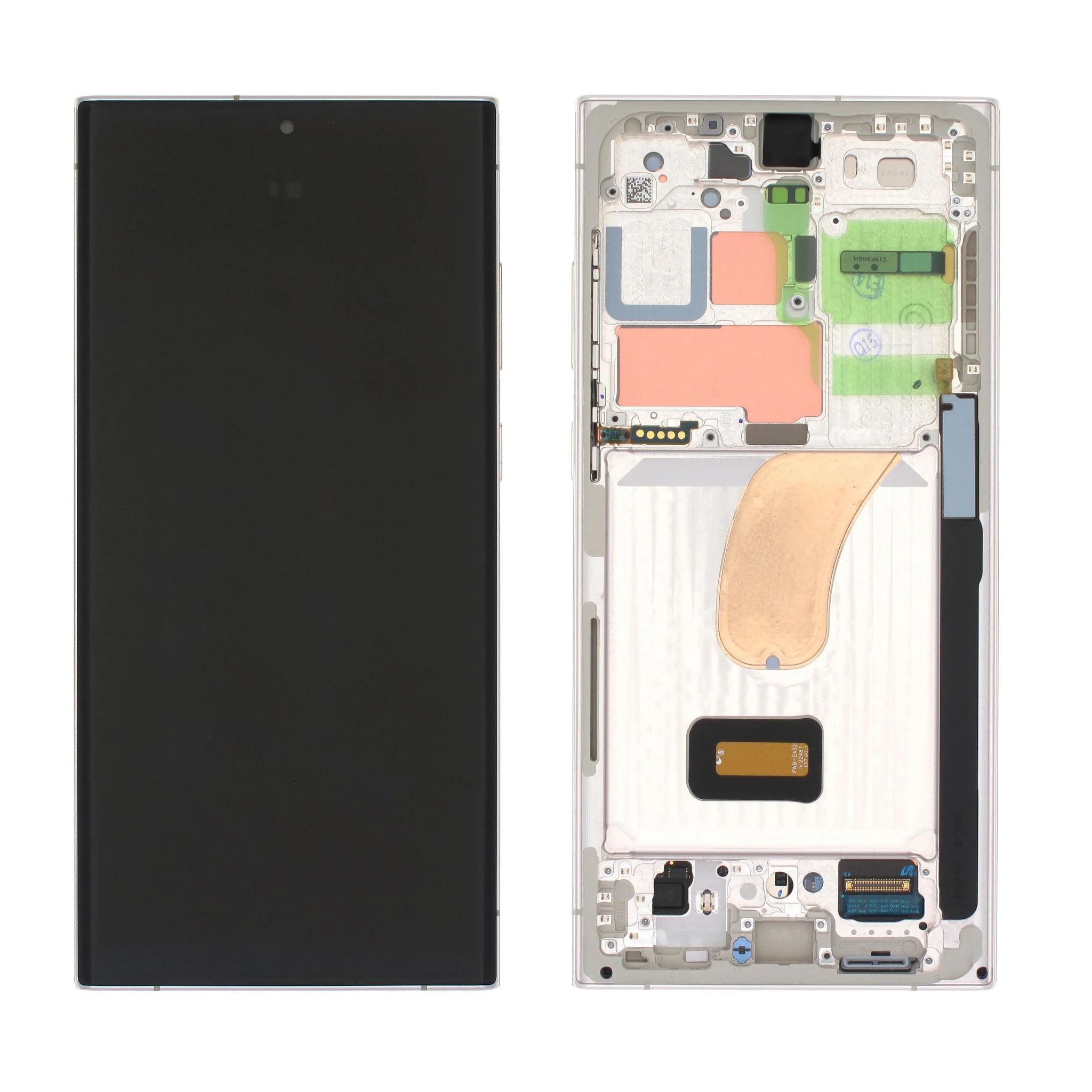 LCD SAMSUNG S23 ULTRA / S918 CREAM/BEIGE WITH FRAME ORIGINAL (SERVICE PACK)