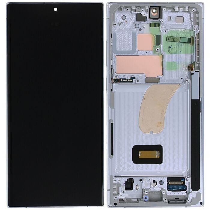 LCD SAMSUNG S23 ULTRA / S918 (2023) SKY BLUE / LIGHT GREEN WITH FRAME ORIGINAL (SERVICE PACK)