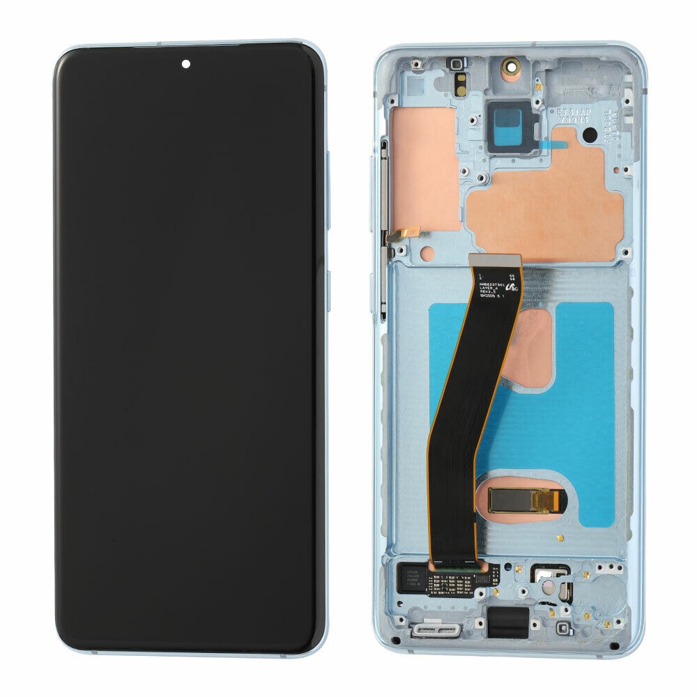 LCD SAMSUNG S20 4G / 5G / G980 / G981 BLUE WITH FRAME ORIGINAL (SERVICE PACK)