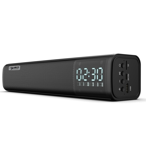 HXSJ Q2 Bluetooth 5.0 Bluetooth Speaker, Support FM / TF Card / AUX / USB / Alarm Clock (Black)