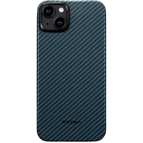 PITAKA MagEZ Case 4 for iPhone 15 Plus Black/Blue Twill 1500D