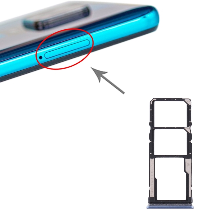 SIM Card Tray + SIM Card Tray + Micro SD Card Tray for Xiaomi Redmi Note 9 Pro (Grey)