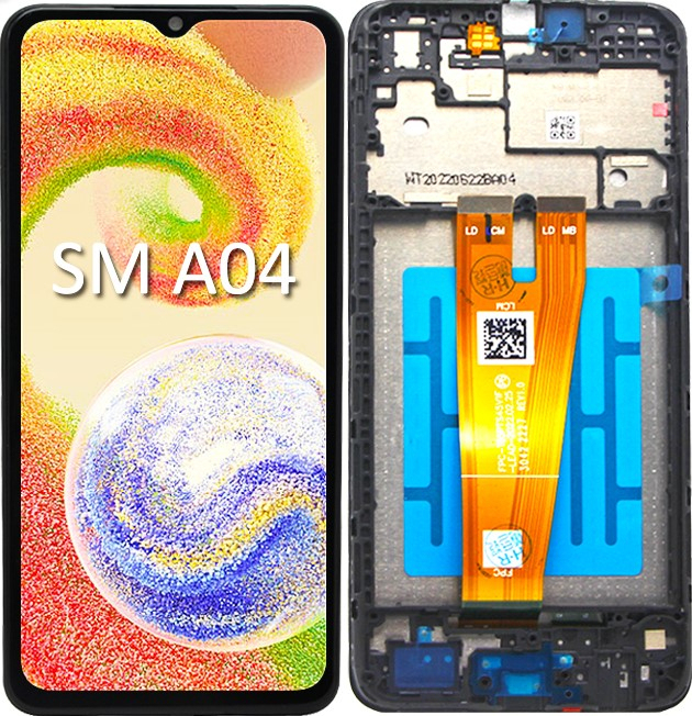 LCD SAMSUNG A04 / A045F BLACK WITH FRAME (Original Packing)