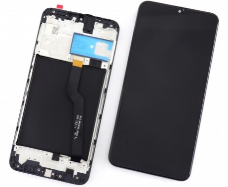 LCD SAMSUNG A10 / A105 BLACK WITH FRAME (Original Packing)