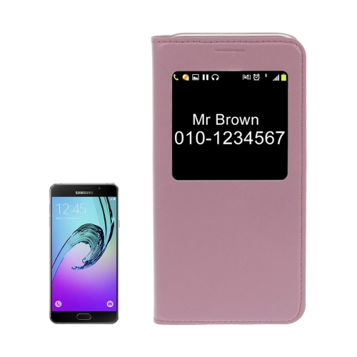 Husa Extra Samsung A3 (2017) / A320 Litchi CartePU Piele with Call Display ID (Pink)