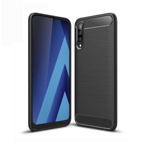 Brushed Texture Carbon Fiber Husa Extra Samsung A70 (Black)