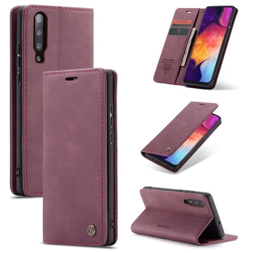 Me-013 Multifunctional Carte Piele Husa Extra Samsung A30S / A50S / A50 (Wine Red)