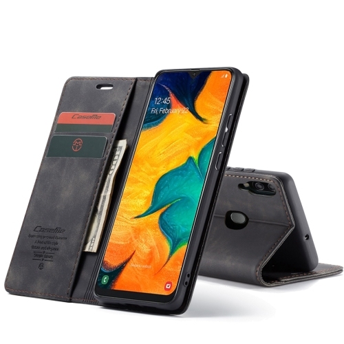 CaseMe-013 Multifunctional Retro  Flip Leather Case Husa Extra Samsung A40 (Black)