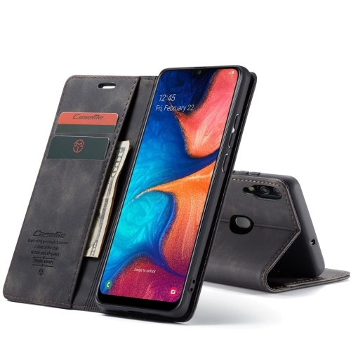 CaseMe-013 Multifunctional Retro  Flip Leather Case Husa Extra Samsung A20 / A30 (Black)